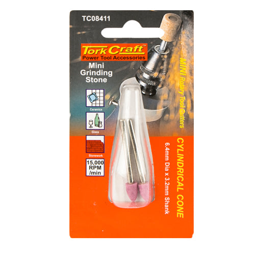 MINI GRINDING STONE 6.4MM CYL./CONE 3.2MM SHANK - Power Tool Traders