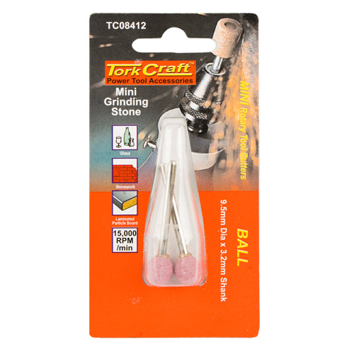 MINI GRINDING STONE 9.5MM BALL 3.2MM SHANK - Power Tool Traders