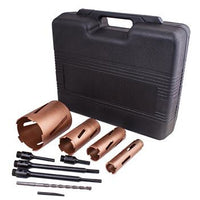 DIAMOND CORE BIT SETS 10PCS IN BLOW MOULD CASE 38 52 65 117MM - Power Tool Traders