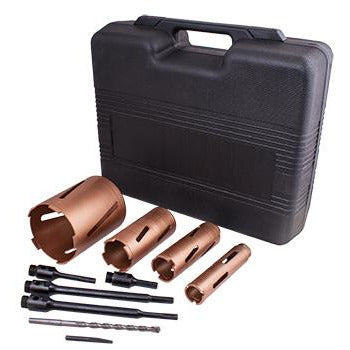 DIAMOND CORE BIT SETS 10PCS IN BLOW MOULD CASE 38 52 65 117MM - Power Tool Traders