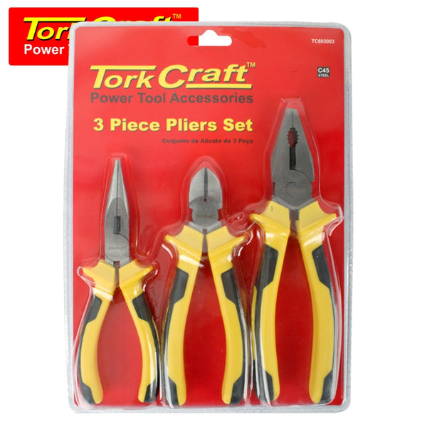 PLIER 3PC KIT COMB/SIDE/LONG NOSE PLIER - Power Tool Traders