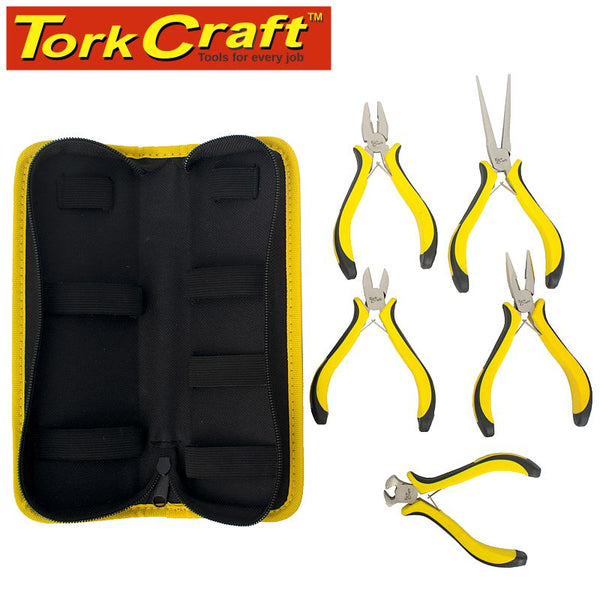 TORK CRAFT 5PC MINI PLIER SET C/W CARRY BAG