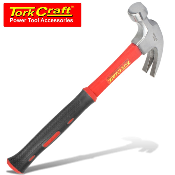 HAMMER CLAW 570G (20OZ) FIBREGLASS HANDLE 295MM & FULL POL HEAD - Power Tool Traders