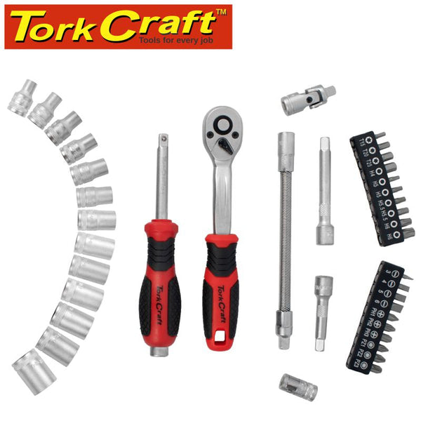 SOCKET & RATCHET DRIVE SET 40PC 1/4' CRV 12 POINT