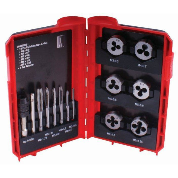 13 PC TIN TAP & DIE SET IN PLASTIC CASE IN BLISTER - Power Tool Traders