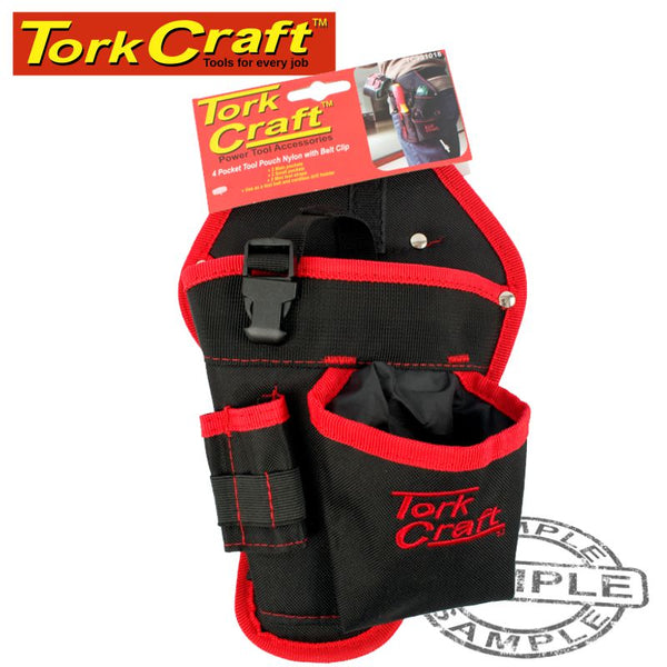 TOOL POUCH NYLON WITH BELT CLIP 2 POCKET - Power Tool Traders