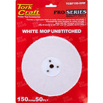 WHITE BUFF/MOP UNSTITCHED 150 X 50PLY X 1/2' HOLE - Power Tool Traders