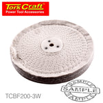 WHITE BUFF/MOP 200MM X 3 SECTION X 30 MM THICK 1/2' HOLE - Power Tool Traders