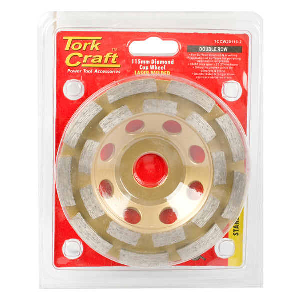 DIA. CUP WHEEL 115 X 22.23MM DBL ROW LASER WELDED - Power Tool Traders