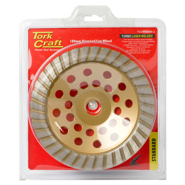 DIA. CUP WHEEL 180 X 22.23MM TURBO LASER WELDED - Power Tool Traders