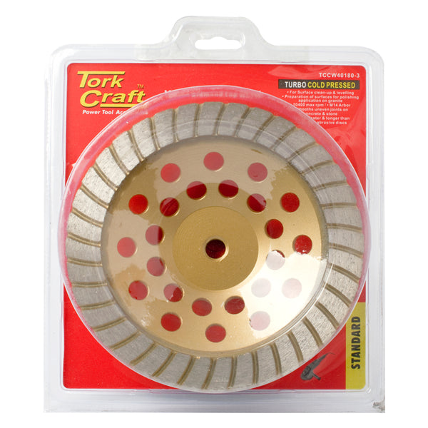 DIA. CUP WHEEL 180MM X M14 TURBO COLD PRESSED - Power Tool Traders