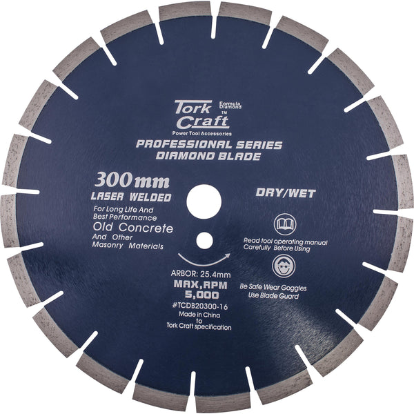 DIAMOND BLADE 300 x 25.4MM OLD CONCRETE LASER WELDED SEGMENTED - Power Tool Traders