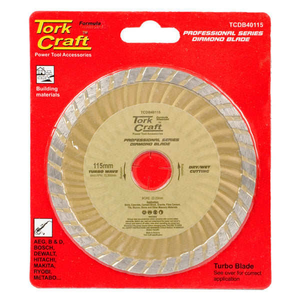 DIAMOND BLADE TURBO WAVE 115MM X 22.22MM - Power Tool Traders