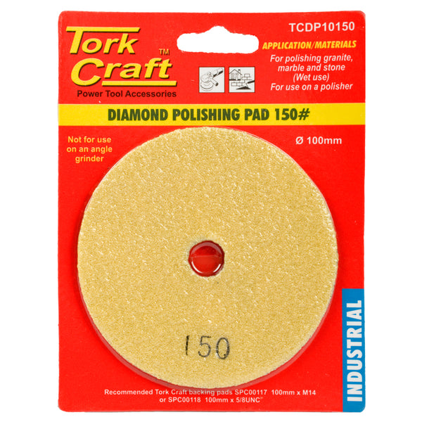 100MM DIAMOND WET POLISHING PAD 150 GRIT YELLOW - Power Tool Traders