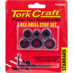 TORK CRAFT 7PC DRILL STOP SET (5.6.8.10.11.12MM) C/W ALLEN KEY - Power Tool Traders