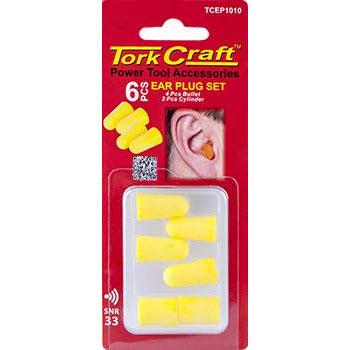 EAR PLUG 6PC SET 4PC BULLET 2PC CYLINDER CARDED SNR33 - Power Tool Traders