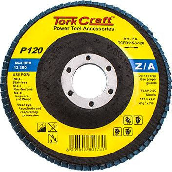 FLAP DISC ZIRCONIUM 115MM 120 GRIT FLAT - Power Tool Traders