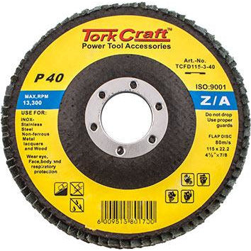 FLAP DISC  ZIRCONIUM 115MM 40 GRIT FLAT - Power Tool Traders