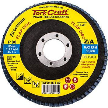 FLAP DISC ZIRCONIUM 115MM 80 GRIT FLAT - Power Tool Traders