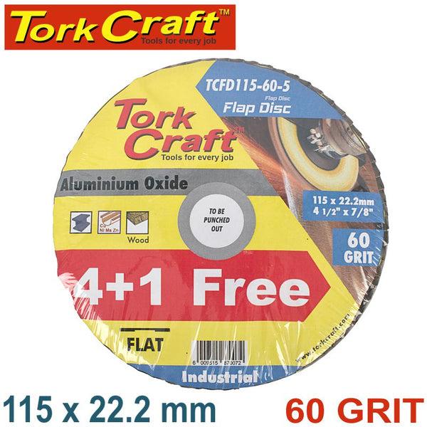FLAP SANDING DISC 115MM 60GRIT 4+1 FREE