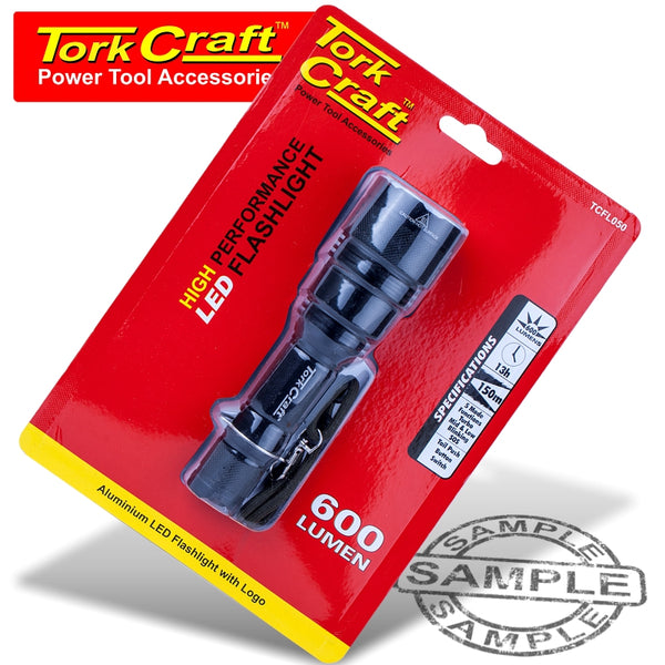 TORCH LED ALUM. 600LM BLK USE 1X18650 OR 2X CR123A TORK CRAFT - Power Tool Traders