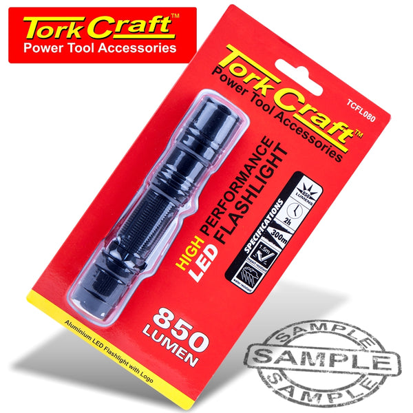 TORCH LED ALUM. 800LM BLK USE 1X 18650 OR 2X CR123A TORK CRAFT - Power Tool Traders