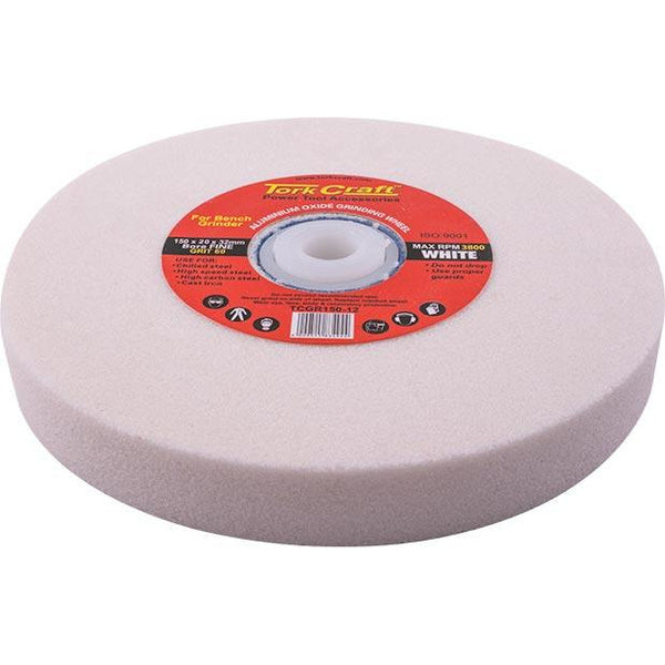 GRINDING WHEEL 150X20X32MM BORE 60GR W/BUSHES FOR B/G WHITE - Power Tool Traders