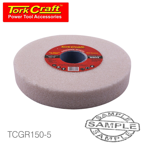 GRINDING WHEEL 150X25X32MM WHITE COARSE 36GR W/BUSHES FOR BENCH GRINDE - Power Tool Traders