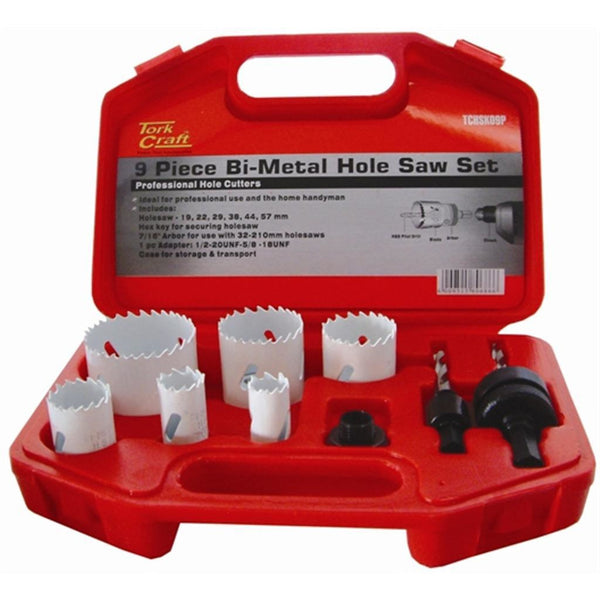 HOLESAW SET 9PC IN CASE BI-METAL 19 22 29 38 44 57MM - Power Tool Traders