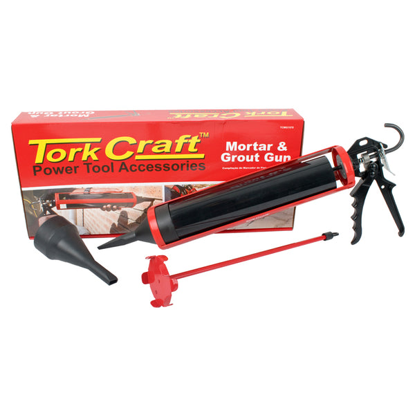MORTAR & GROUT GUN 1000ML 310MM 2000N C/W 2 X NOZZLE & MIXER - Power Tool Traders
