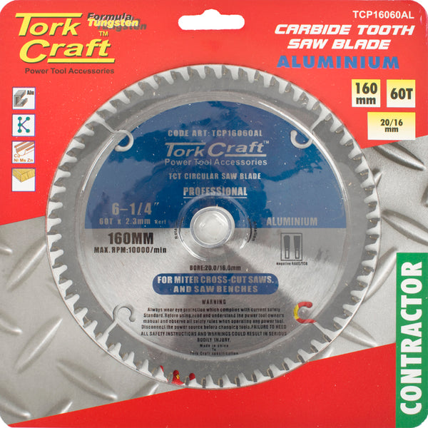 BLADE CONTRACTOR ALUM 160 X 60T 20/16 CIRCULAR SAW TCT - Power Tool Traders