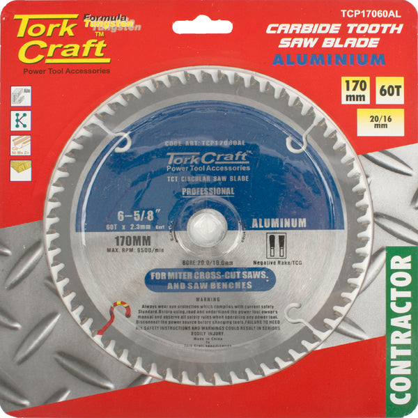 BLADE CONTRACTOR ALUM 170 X 60T 20/16 CIRCULAR SAW TCT - Power Tool Traders