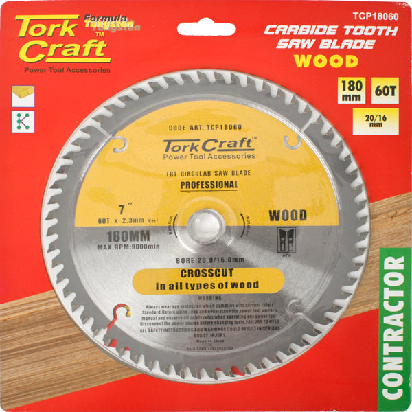 BLADE CONTRACTOR 180 X 60T 20/16 CIRCULAR SAW TCT - Power Tool Traders