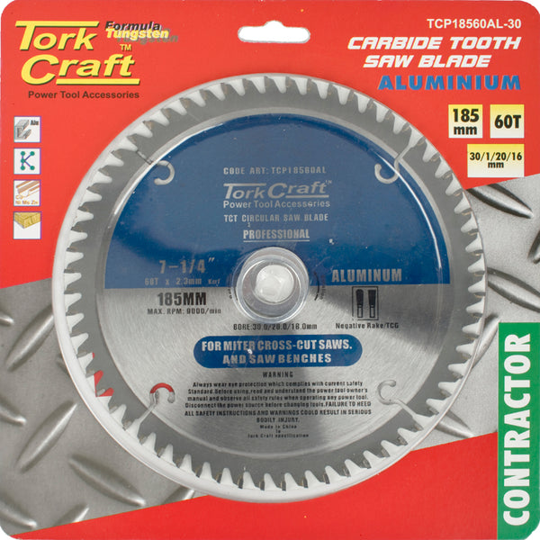 BLADE CONTRACTOR ALUM 185 X 60T 30  CIRCULAR SAW TCT - Power Tool Traders