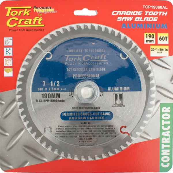 BLADE CONTRACTOR ALUM 190 X 60T 30/20/16 CIRCULAR SAW TCT - Power Tool Traders