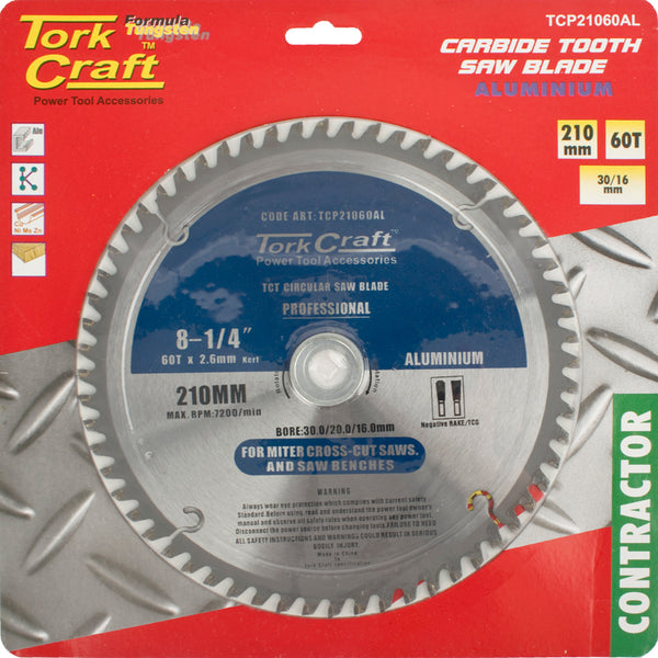 BLADE CONTACTOR ALUM 210 X 60T 30/16 CIRCULAR SAW TCT - Power Tool Traders