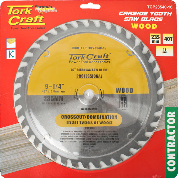 BLADE CONTRACTOR 235 X 40T 16 CIRCULAR SAW TCT - Power Tool Traders