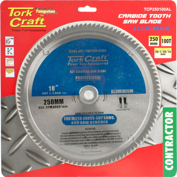 BLADE CONTRACTOR ALUM 250 X 100T 30/1/20/16 CIRCULAR SAW TCT - Power Tool Traders
