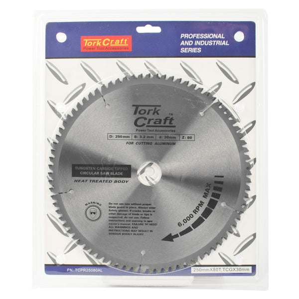 BLADE TCT 250 X 80T 30MM ALUM TCG NEGATIVE PROFESIONAL INDUSTRIAL - Power Tool Traders
