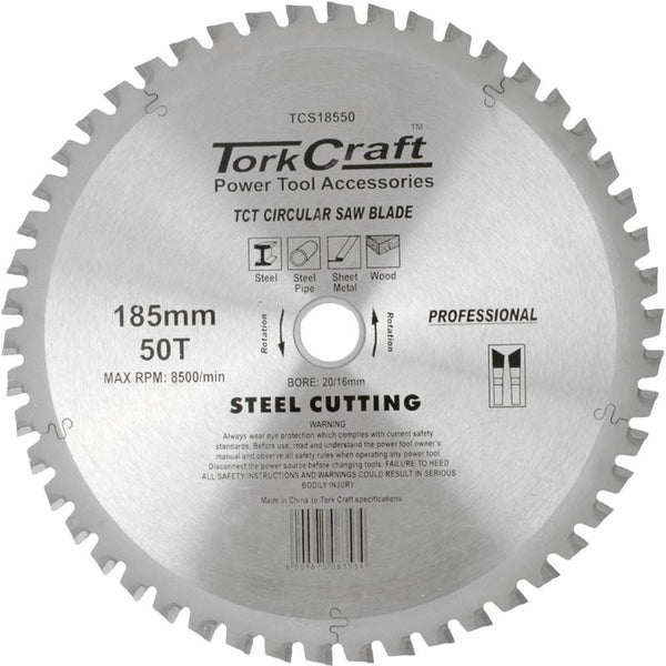 TCT BLADE STEEL CUTTING 185X50T 20/16 - Power Tool Traders