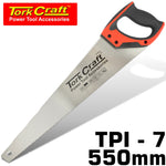 HAND SAW 550MM 7TPI 0.9MM TEMP. BLADE ABS HANDLE - Power Tool Traders