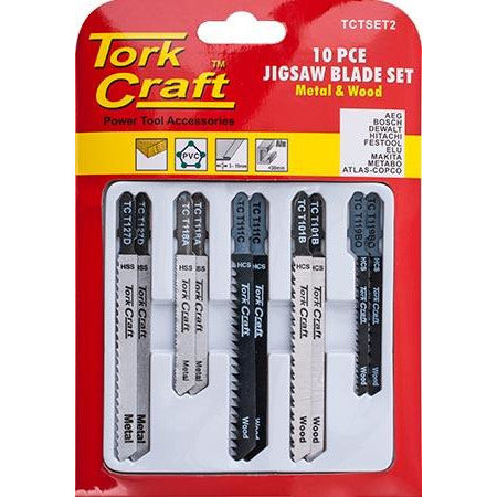JIGSAW BLADE SET 10 PCE FOR METAL & WOOD T - SHANK - Power Tool Traders