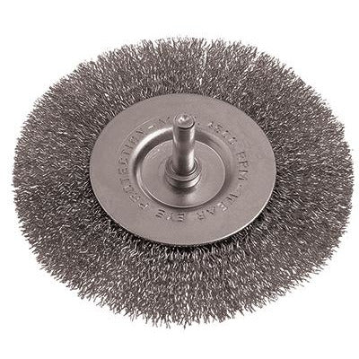 WIRE WHEEL BRUSH 100MM 6MM SHAFT STAINLESS STEEL - Power Tool Traders