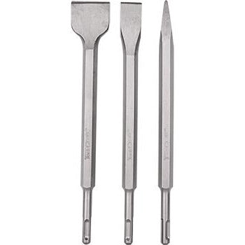SDS PLUS CHISEL SET 3PCE POINTED 14MM FLAT 20MM FLAT 40MM TORK CRAFT - Power Tool Traders