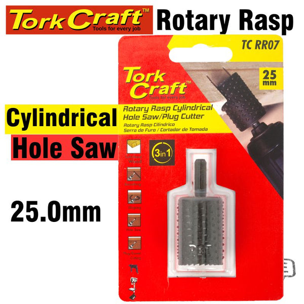 3 IN 1 ROTARY RASP CYL. / HOLE SAW / PLUG CUTTER 25MM X 35MM - Power Tool Traders