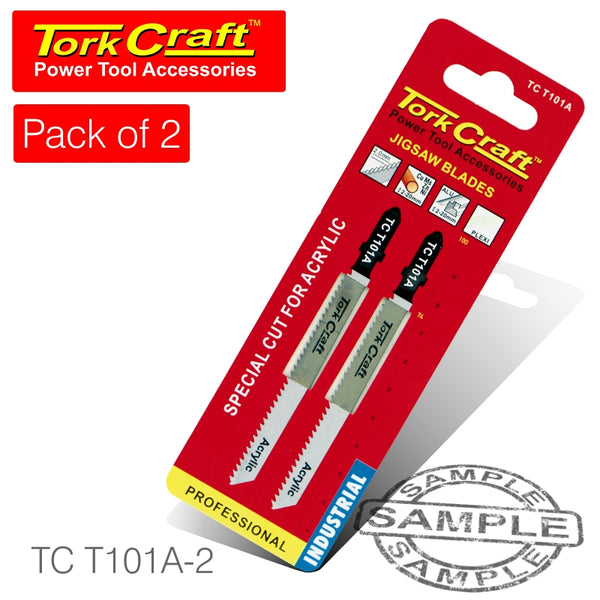 T-SHANK JIGSAW BLADE FOR ACRYLIC 2.0MM 12TPI 100MM 2PC - Power Tool Traders