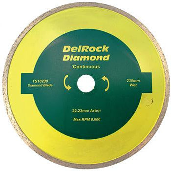 DIAMOND BLADE 230MM CONT. RIM DELROCK - Power Tool Traders