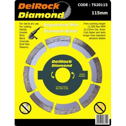 DIAMOND BLADE 115MM SEGMENTED DELROCK - Power Tool Traders