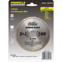 DIAMOND BLADE CONT.RIM 115X22.22MM PINNACLE - Power Tool Traders