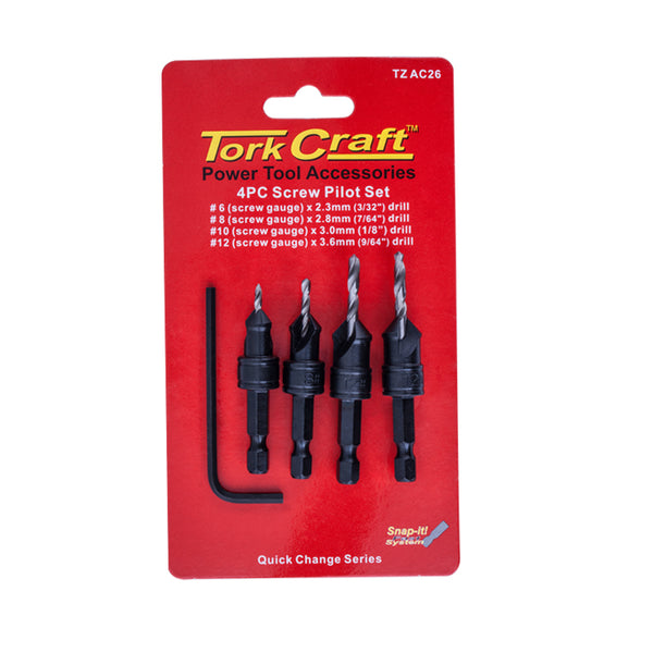 SCREW PILOT/COUNTERSINK SET 4PCE - Power Tool Traders